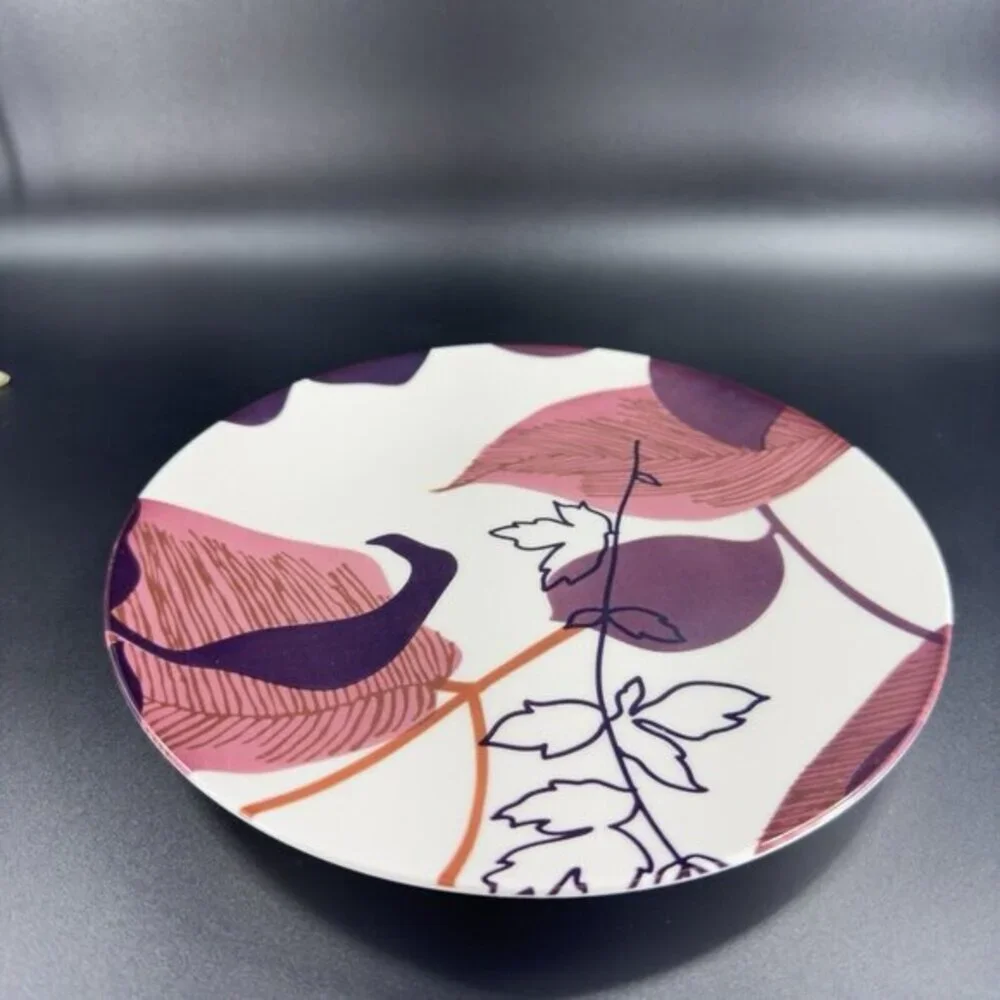 POTTERY BARN Graphic Harvest Ceramic Dish‎ Plate Made In Brazil Round New Set 4
